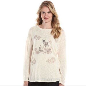 Disney Lauren Conrad Bambi and Friends Long Sleeve Tie Back Sweater Size XS